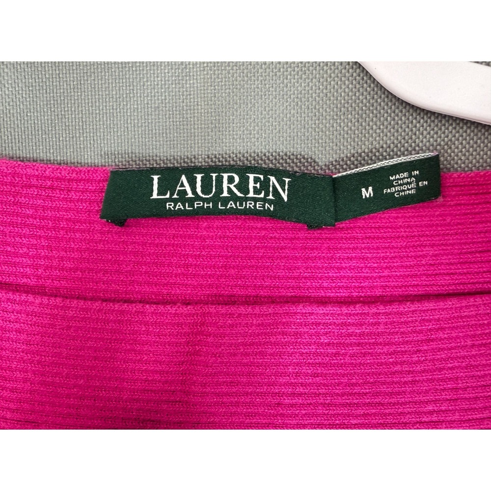 Lauren Ralph Lauren Hot Pink Ribbed Knit Dolman Sweater Boatneck Women's Medium - Picture 2 of 12